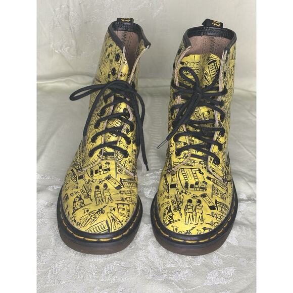 DOC DR. MARTENS YELLOW LONDON ICONS BOOTS SIZE 3 US 5 EU 36 RARE VINTAGE 1996 - Picture 2 of 12